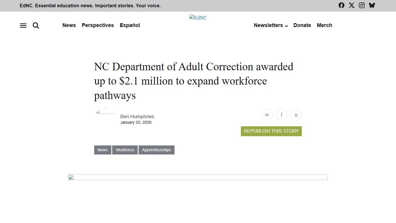 NCDAC awarded up to $2.1 million to expand workforce pathways - EdNC